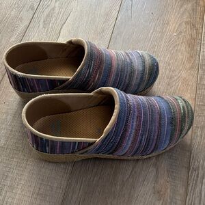 Dansko Multicolor Striped Slip-On Clogs